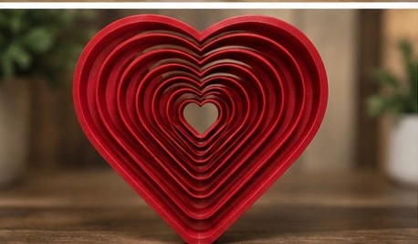 Red concentric heart shapes stacked