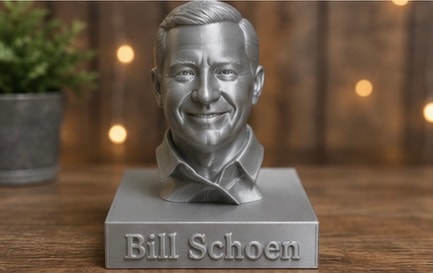 Metallic bust sculpture