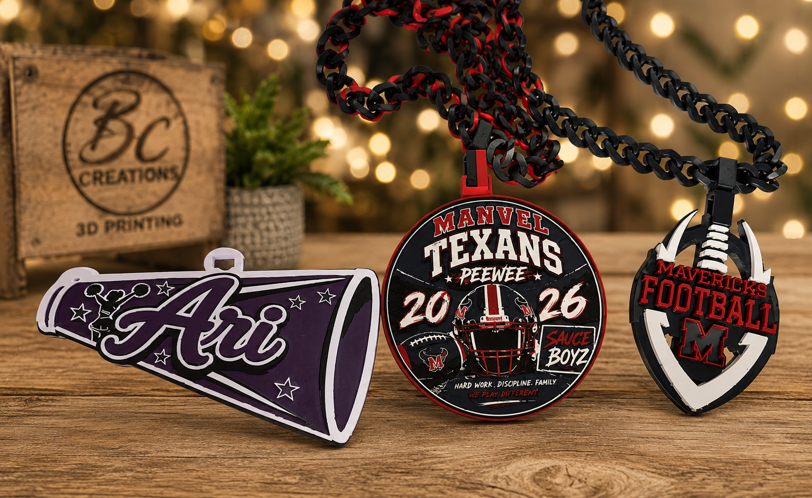 Custom sports team medals and charms