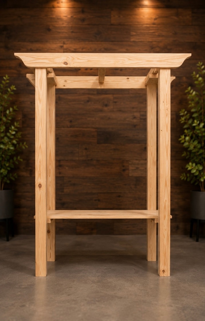 Wooden display stand frame structure