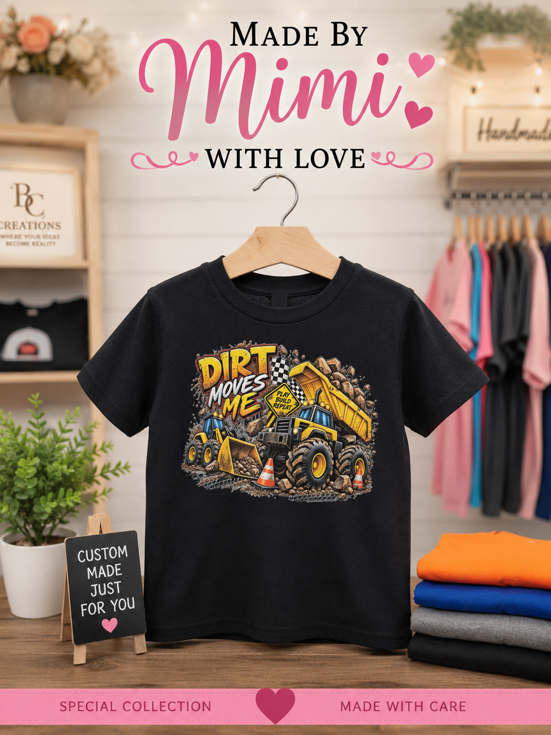Kids t-shirt — Dirt Moves construction print