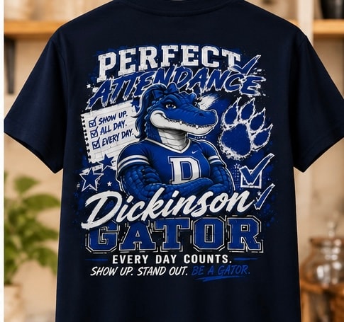 Dickinson Gator mascot graphic tee