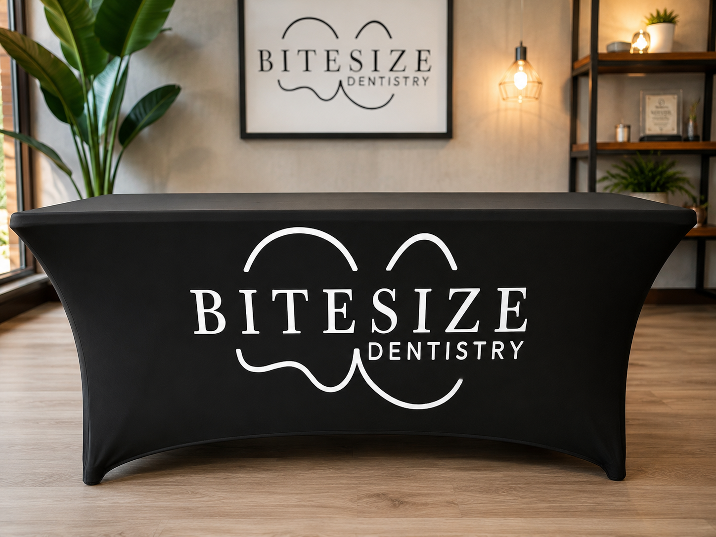Bitesize Dentistry branded table cover display