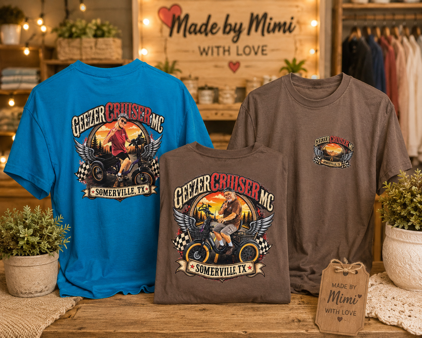 Geezer Cruiser motorcycle graphic t-shirts display