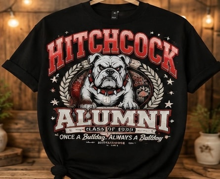 Hitchcock alumni bulldog class of 1990 t-shirt