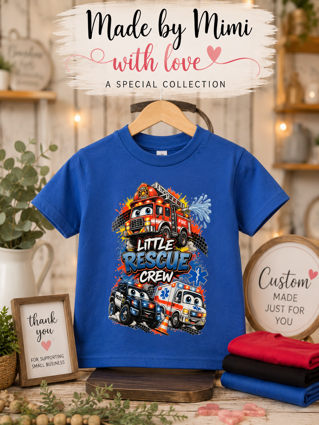 Blue children's t-shirt — Rescue Crew design