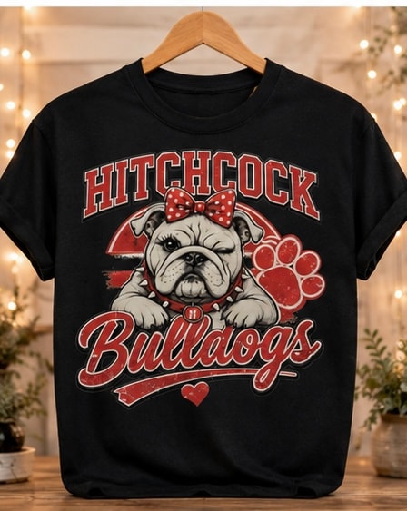 Black bulldog graphic tee Hitchcock Bulldogs